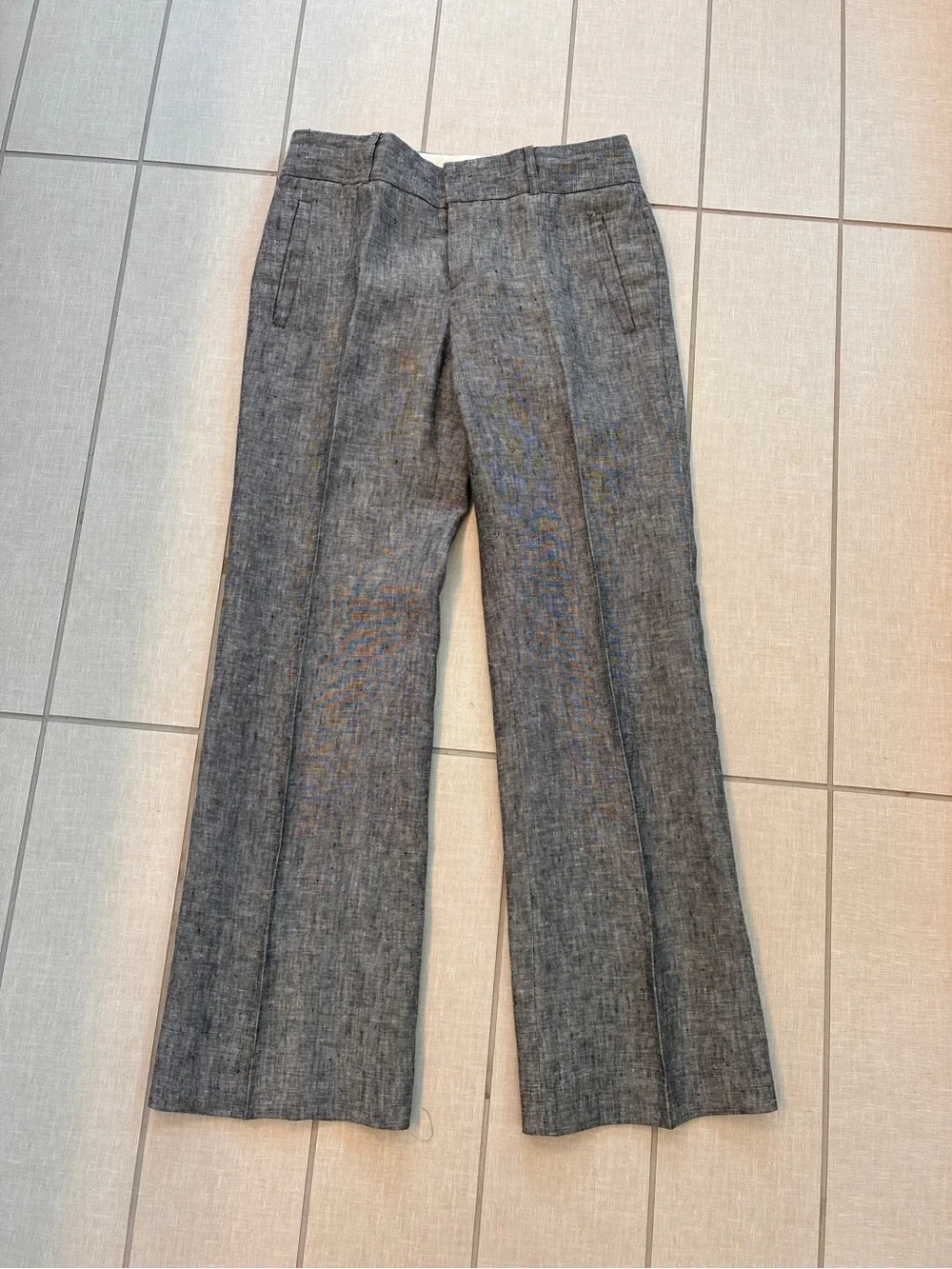 Banana Republic Heather Gray Linen Wide Leg CropTrousers
